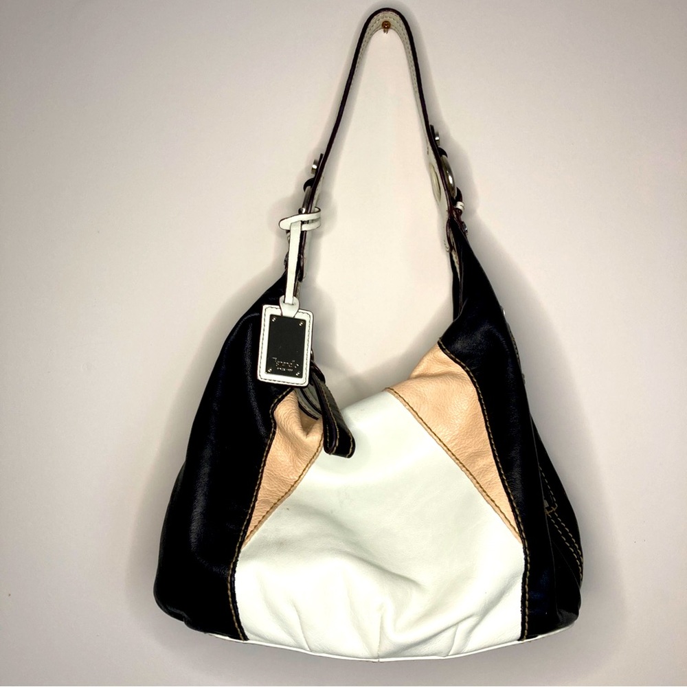 Tignanello  Black Cream Tan Leather Handbag